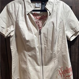 Harley-Davidson Cream Short Sleeve Tee with Embroidery
